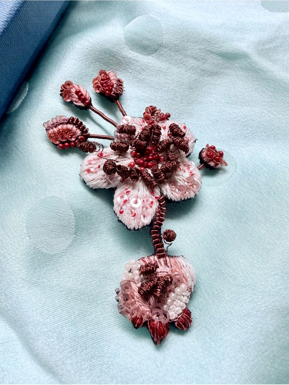 Trovelore Cherry Blossom Embellished Embroidered Brooch Pin